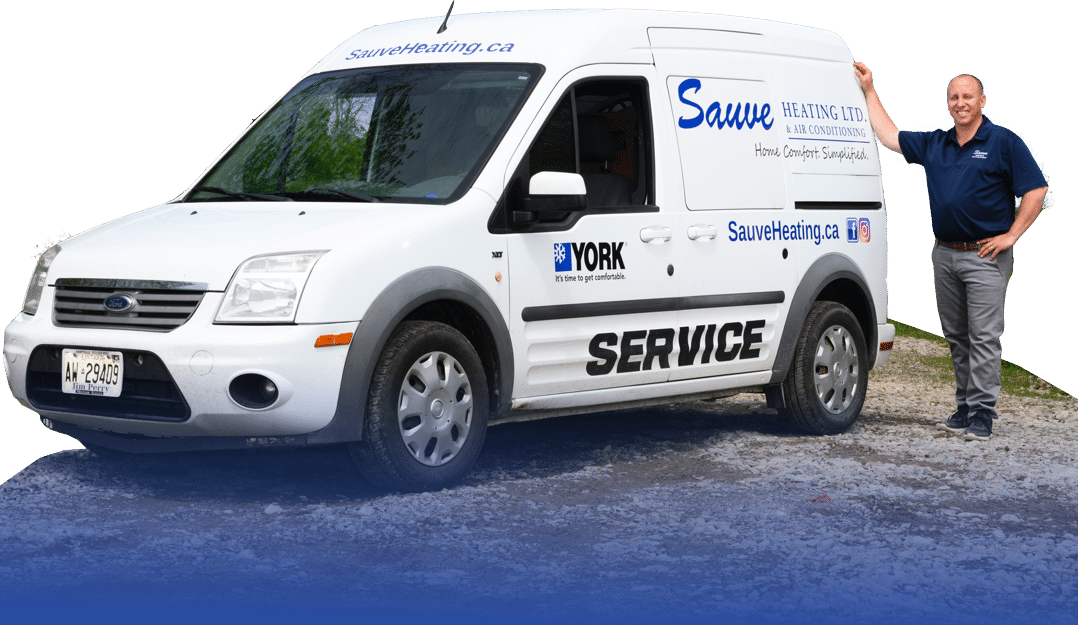 Ben Sauve with a Sauve Heating and AC service van in Ottawa – Sauve Heating AC – Your Leeds Grenville HVAC company since 1992